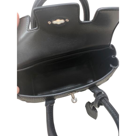 Mulberry Bayswater Mini Bag Top Handle Crossbody Heavy Grain Black Leather - Picture 10 of 11